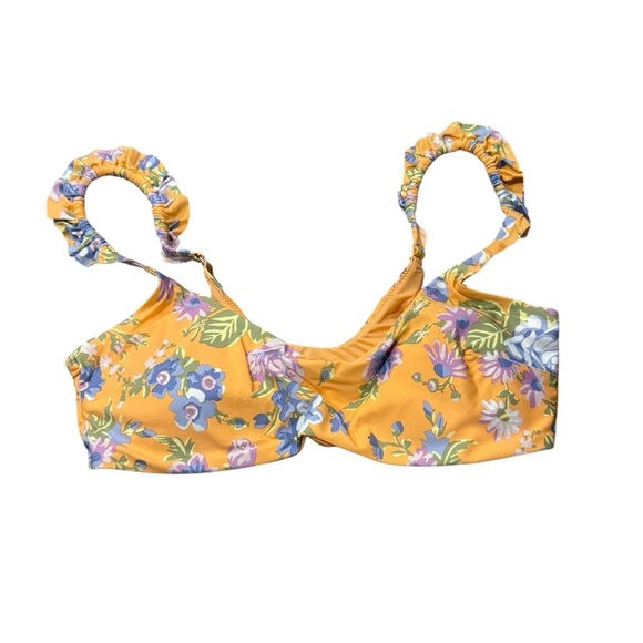 Aerie Orange and Purple Floral Bikini top XL NWT - Picture 2 of 5